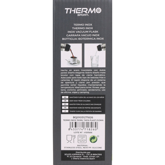 TERMO INOX 350ML TAPA PLAS GOMA THERMOSPORT image 2