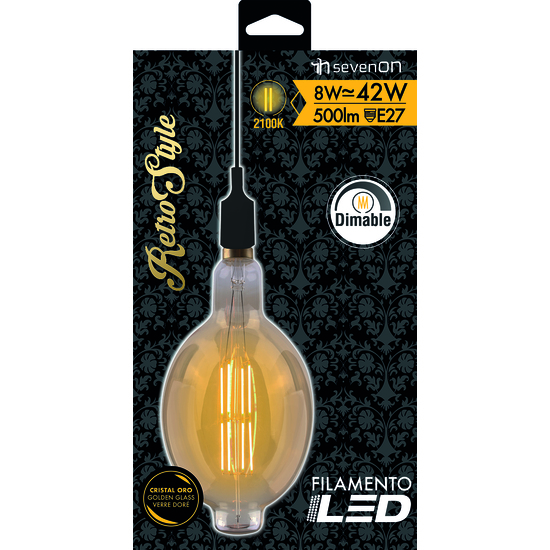 BOMBILLA LED DECORATIVA BT180 REGULABLE ORO E27 8W 500LM 2100K 15000H image 0