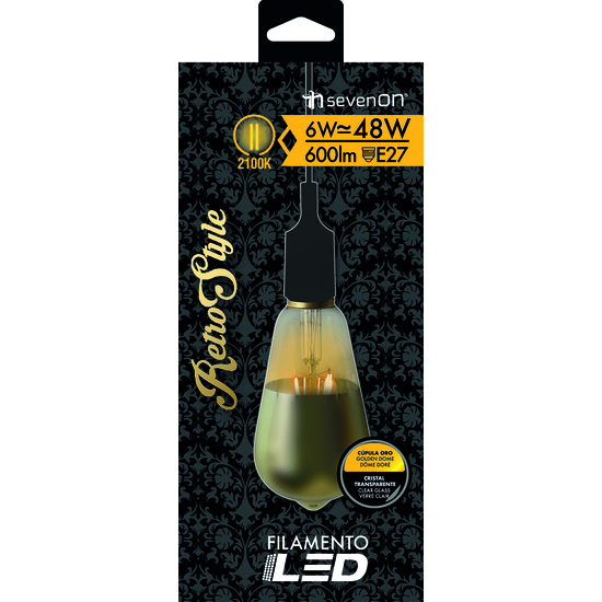 BOMBILLA LED DECORATIVA ST64 FILAMENTO REGULABLE CUPULA ORO/TRANSPARENTE  image 0