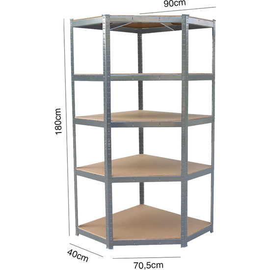 ESTANTERÍA ESQUINERA GALVANIZADA 5 BALDAS AJUSTABLES  image 1