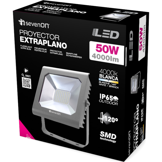 PROYECTOR LED GRIS 50W 4000LM 4000K 25000H IP65 image 0