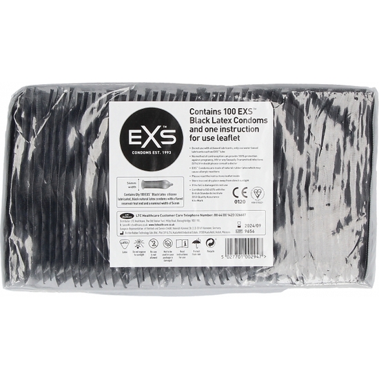 EXS BLACK LATEX CONDOMS - 100 PACK image 2