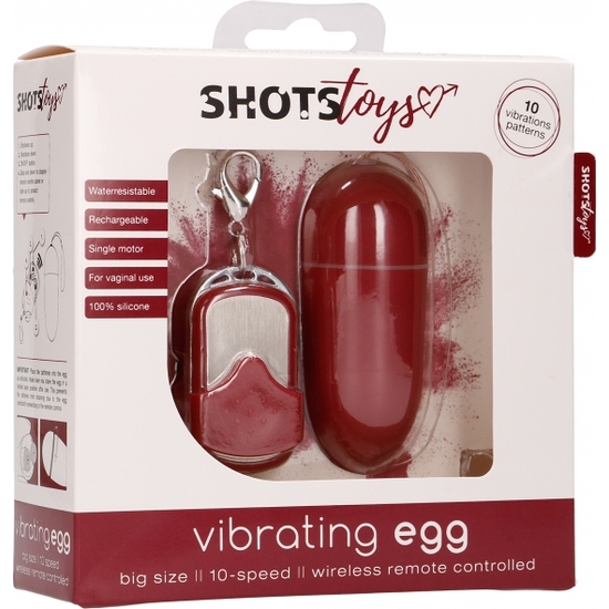 VIBRATING EGG LARGE 10 SPEED REMOTE CONTROLLED RED image 1