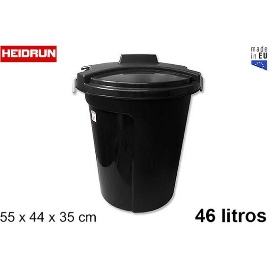 CUBO PLASTICO BASURA HEIDRUN NEGRO 46 LITROS image 0