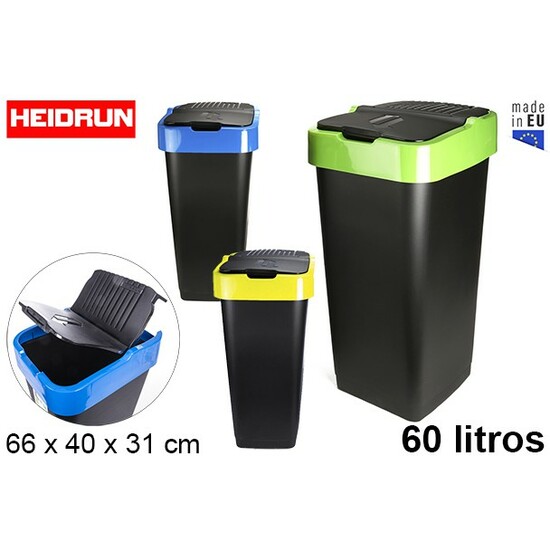 PAPELERA PLASTICO TAPA BASCULANTE HEIDRUN 60 LITROS image 0