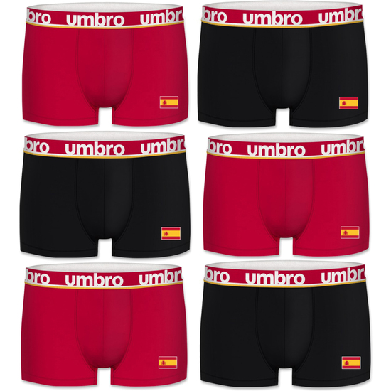 PACK 6 CALZONCILLO BOXER UMBRO EUROCOPA ALGODÓN - ROJO/NEGRO image 0