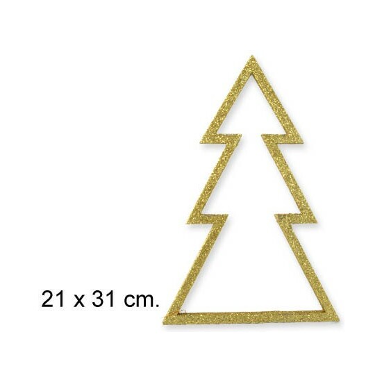 ARBOL NAVIDAD MADERA ORO BRILLANTE 21X31CM image 0