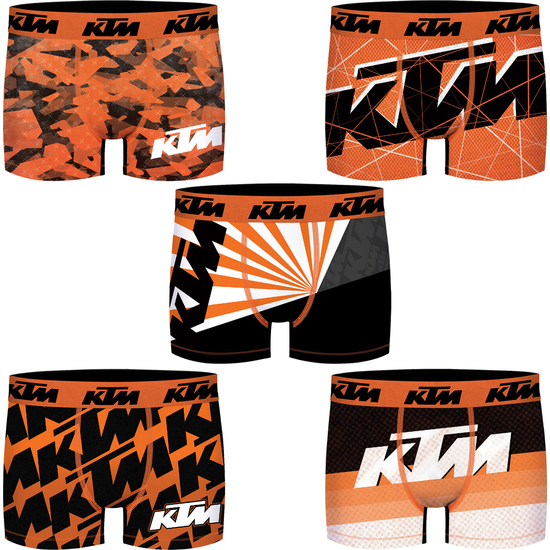 PACK DE 5 CALZONCILLOS SORPRESA KTM ESTAMPADOS EN VARIOS COLORES image 0