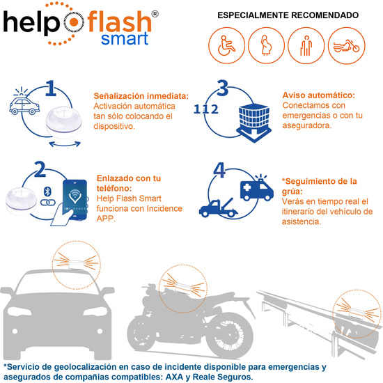 HELP FLASH SMART - LUZ DE EMERGENCIA AUTÓNOMA, SEÑAL V16 + CHALECO image 3