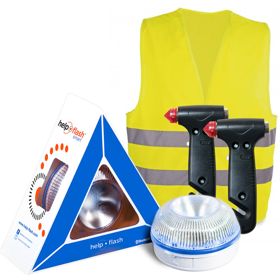 HELP FLASH SMART - LUZ DE EMERGENCIA AUTÓNOMA + 2 MARTILLOS + CHALECO image 0