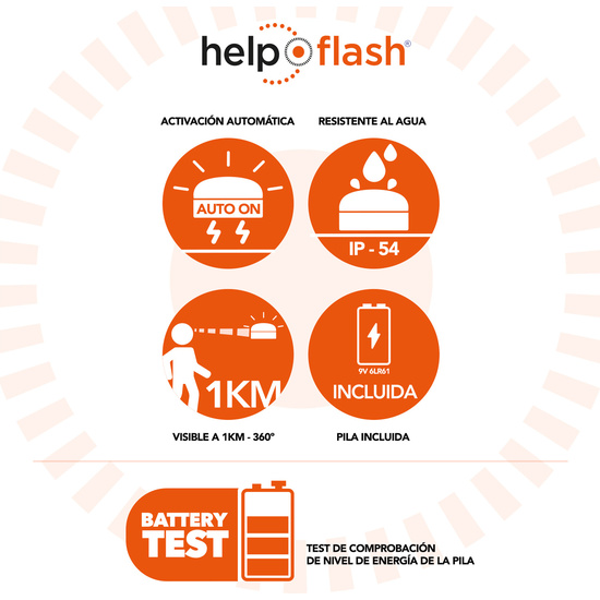 HELP FLASH V.2 2021 - luz de emergencia AUTÓNOMA + CHALECO - NARANJA image 3
