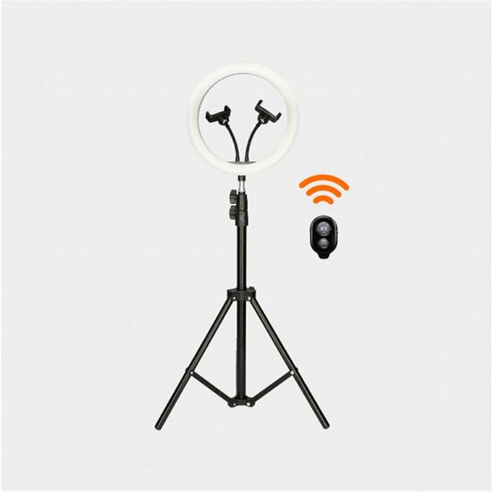 KIT STUDIO LIVE REMOTE KSIX ARO DE LUZ 12 CON TRÍPODE SUELO 1,60 M PARA SMARTPHONE + MANDO image 0