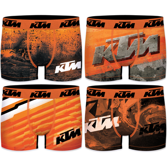 PACK 4 CALZONCILLOS BOXER ESTAMPADOS KTM PARA HOMBRE EN MICROFIBRA image 0