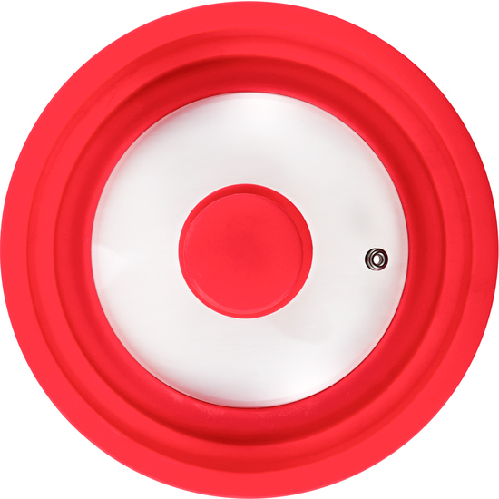 JUEGO DE 3 SARTENES 16 - 20 - 24 CM, ROJO, Y TAPA UNIVERSAL EN ROJO, ALUMINIO PRENSADO, INDUCCIÓN image 4