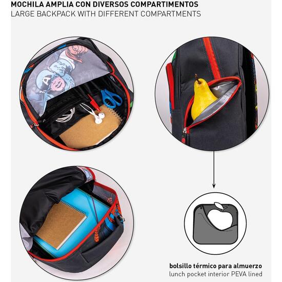 MOCHILA ESCOLAR MEDIANA 42 CM AVENGERS BLACK image 2