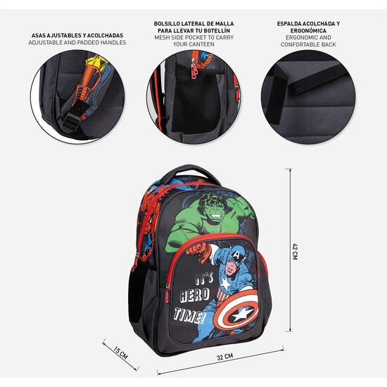 MOCHILA ESCOLAR MEDIANA 42 CM AVENGERS BLACK image 4