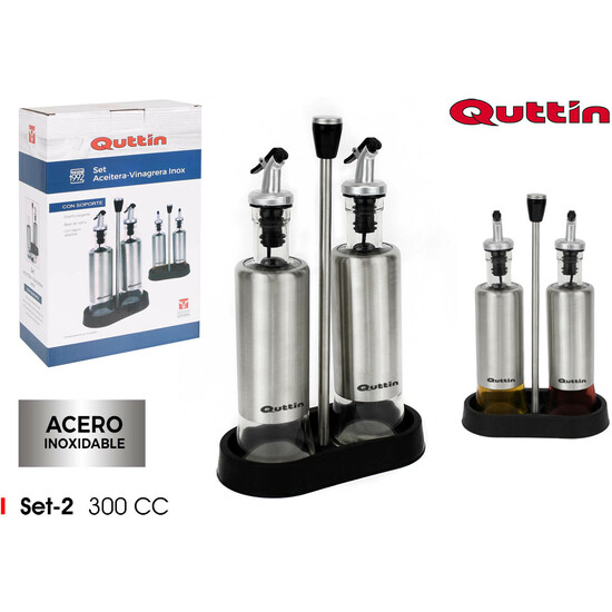 SET2 ACEITERAS INOX CON SOPORTE QUTTIN image 0