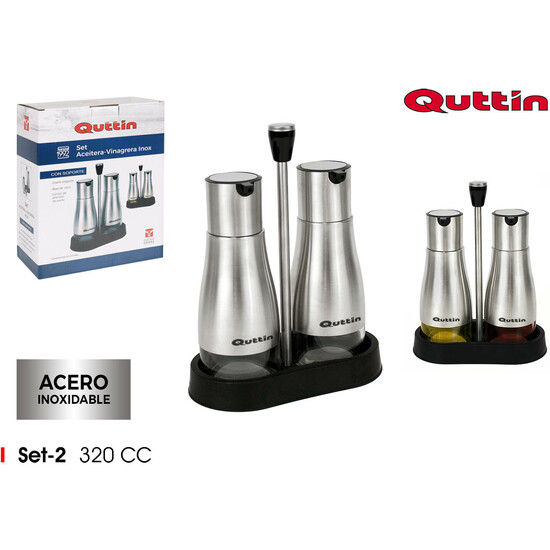 SET2 ACEITERAS INOX CON SOPORTE QUTTIN image 0