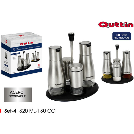 SET4 DISPENSADORES INOX CON SOPORTE QUTTIN image 0