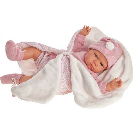 MUÑECA BERTA C/MANTA ROSA 52 CM. image 0