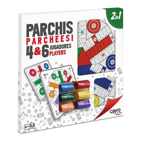 TABLERO PARCHIS 4 Y 6 MADERA CON ACCESORIOS 40X40 CM image 0