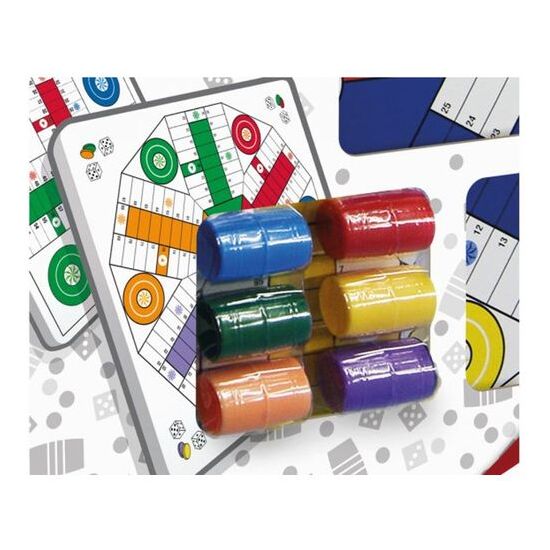 TABLERO PARCHIS 4 Y 6 MADERA CON ACCESORIOS 40X40 CM image 1