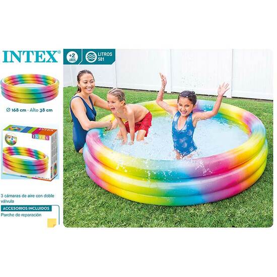 PISCINA 3 AROS MULTICOLOR 168x38 cm - 581 L - image 0