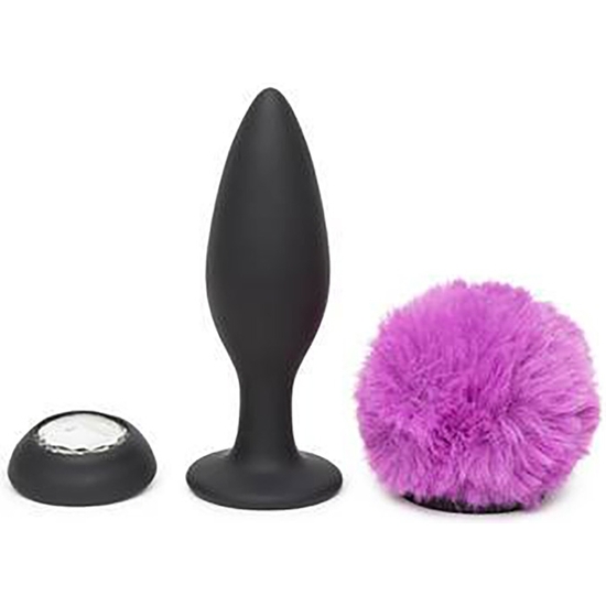 RECHARGEABLE VIBRATING BUTT PLUG LARGE - BLACK/PURPLE image 2