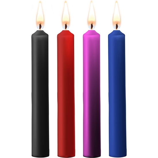 TEASING WAX CANDLES - PARAFIN - 4-PACK - MIXED COLORS image 0