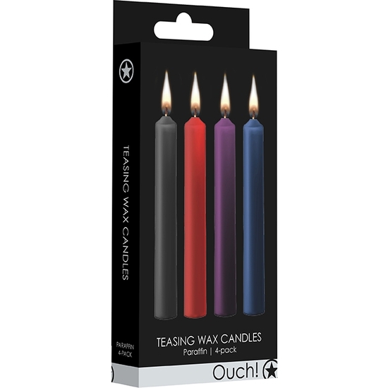 TEASING WAX CANDLES - PARAFIN - 4-PACK - MIXED COLORS image 1