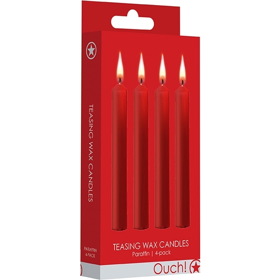 TEASING WAX CANDLES - PARAFIN - 4-PACK - RED image 1