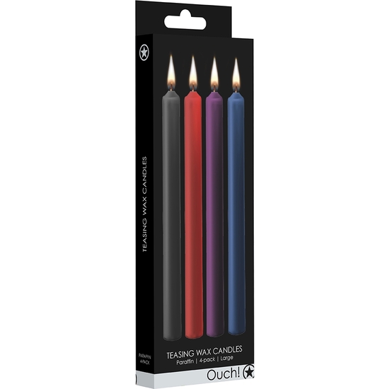 TEASING WAX CANDLES LARGE - PARAFIN - 4-PACK - MIXED COLORS image 1