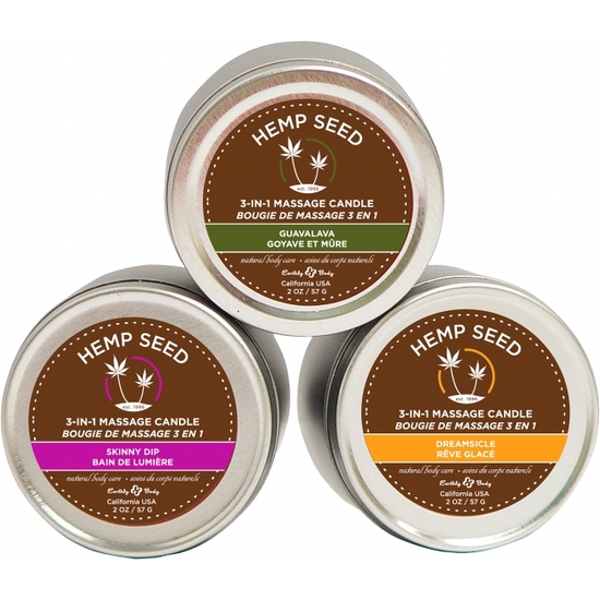 EARTHLY BODY MASSAGE CANDLE TRIO - 3 CANDLES Á 2OZ /57G image 0