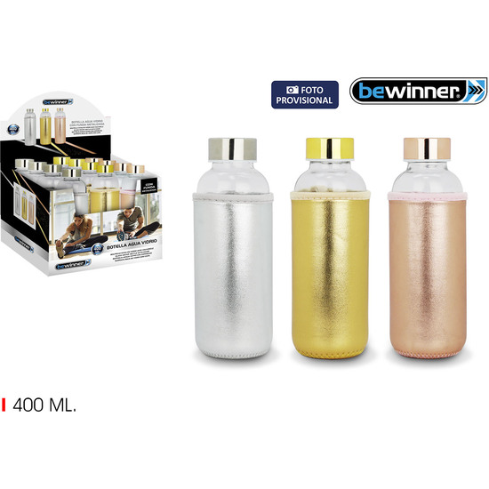 400ML GLASS SPORT BOTTLE W COVER BEWINNER image 0