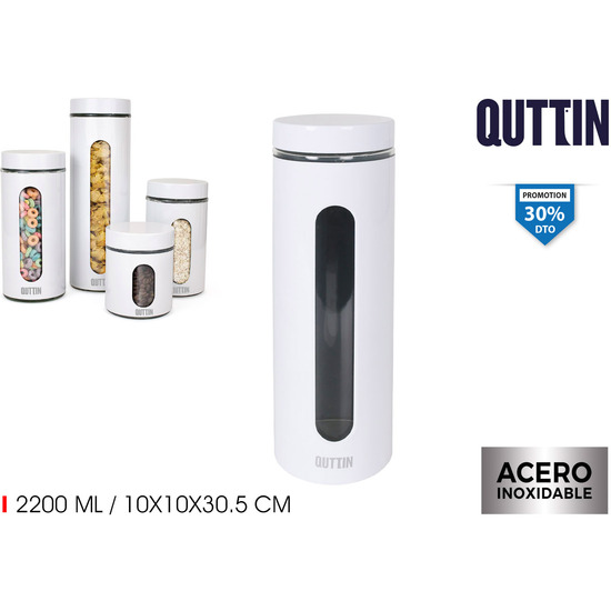TARRO VIDRIO ACERO 2200ML - BLANCO - QUTTIN image 0