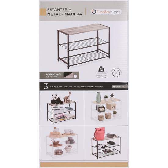 ESTANTERIA 3 NIVELES - METALMADERA NEGRA image 3