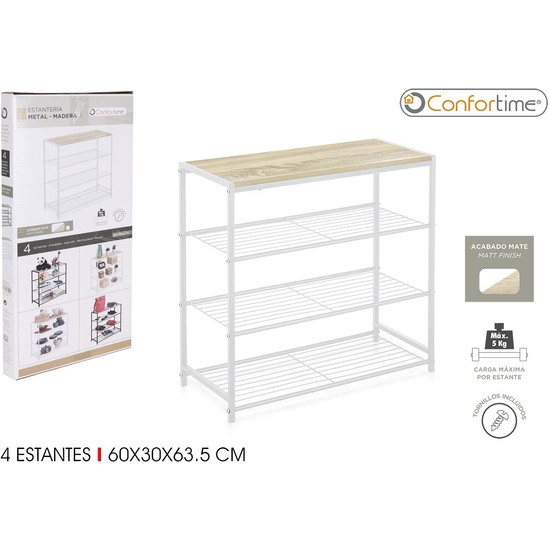 ESTANTERIA 4 NIVELES METALMADERA BLANCO - CONFORTIME image 0