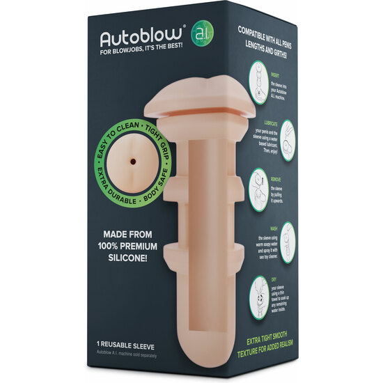 AUTOBLOW - A.I. SILICONE ANUS SLEEVE WHITE image 1