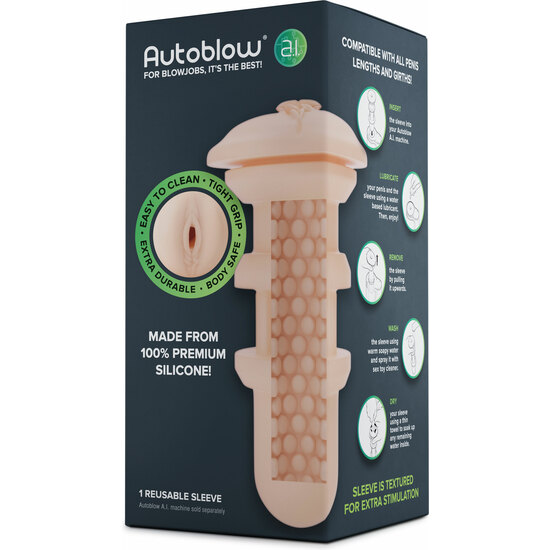 AUTOBLOW - A.I. SILICONE VAGINA SLEEVE WHITE image 1