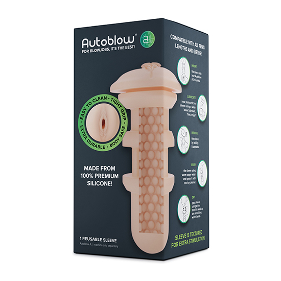 AUTOBLOW - A.I. SILICONE VAGINA SLEEVE WHITE image 4