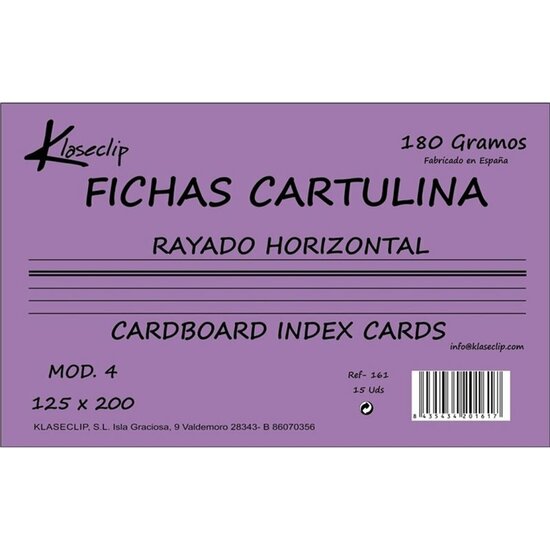 FICHAS RAYADAS COLOR - 10X15 CM image 0