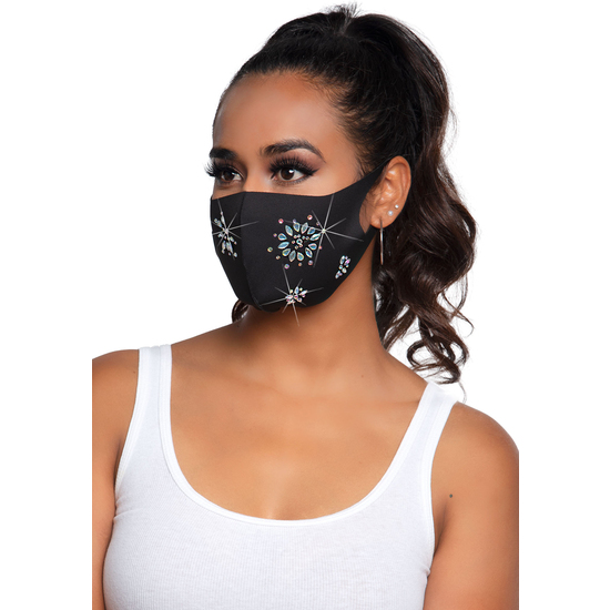 LEG AVENUE FLEUR RHINESTONE FACE MASK image 0