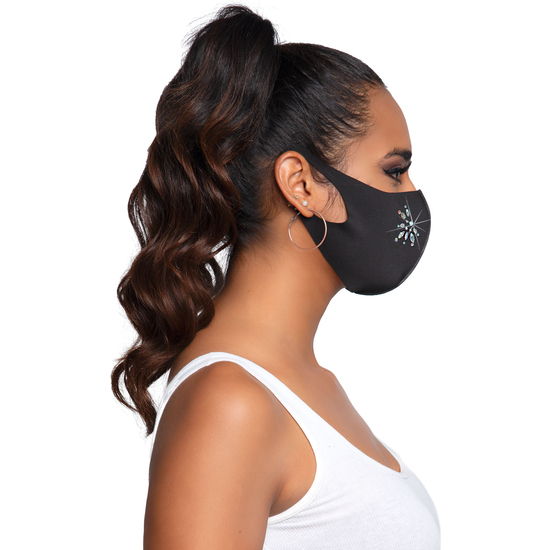 LEG AVENUE FLEUR RHINESTONE FACE MASK image 1