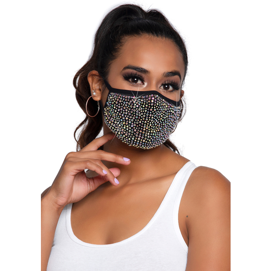 LEG AVENUE ZURI RHINESTONE FACE MASK image 0