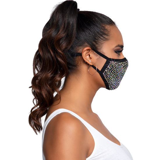 LEG AVENUE ZURI RHINESTONE FACE MASK image 1