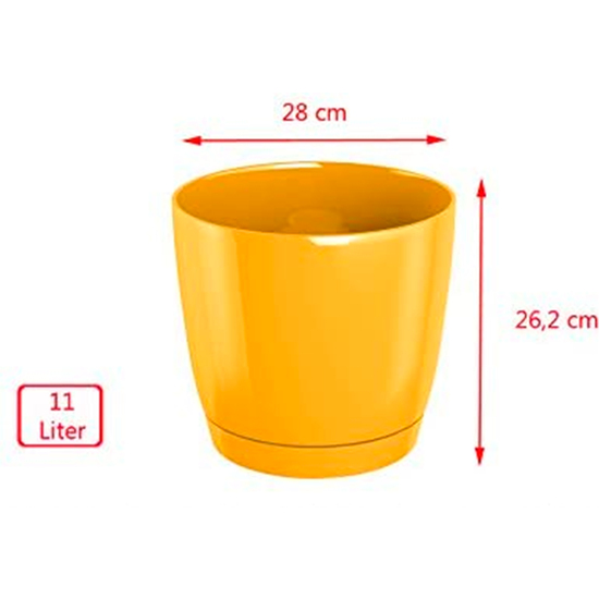 MACETA REDONDA DE PLASTICO COUBI ROUND P EN COLOR CAFE CON LECHE 28 X 28 X 26,2 (ALTURA) CM image 3