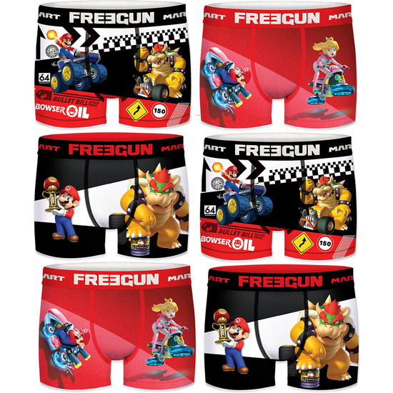 PACK 6 CALZONCILLOS ESTAMPADOS SORPRESA FREEGUN DE LA COLECCIÓN MARIO KART PARA HOMBRE image 0