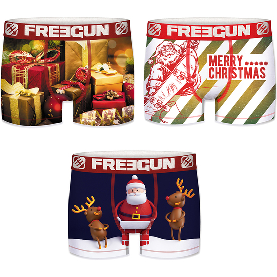 PACK 3 CALZONCILLOS ESTAMPADOS SORPRESA FREEGUN DE LA COLECCIÓN CHRISTMAS PARA HOMBRE image 0