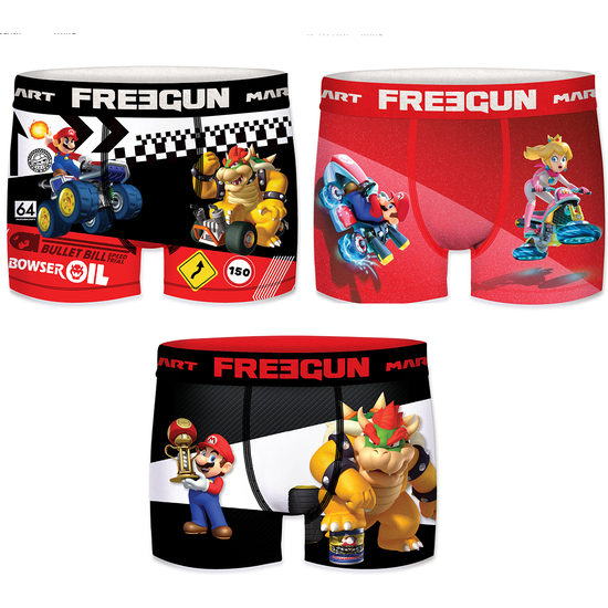 PACK 3 CALZONCILLOS ESTAMPADOS SORPRESA FREEGUN DE LA COLECCIÓN MARIO KART PARA HOMBRE image 0