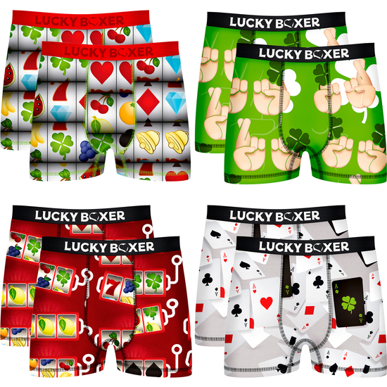 PACK 8 CALZONCILLOS LUCKY BOXER EN VARIOS COLORES ESTAMPADOS PARA HOMBRE image 0